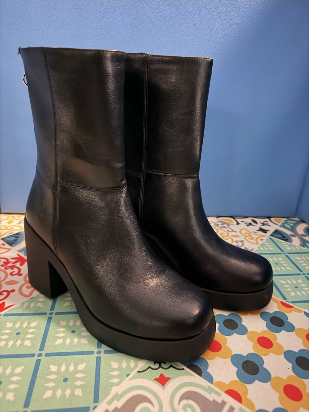 Dirty Laundry Black Platform Mid-Calf Heeled Boots